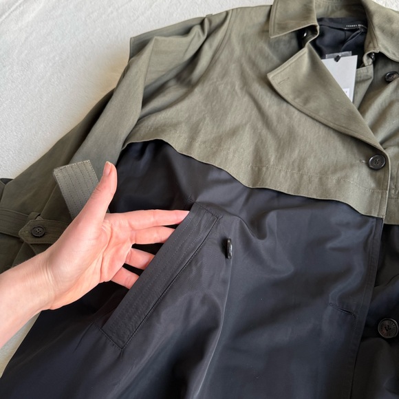 Isabel Benenato NWT Green Black Oversized Long Sleeve Trench IT 42 US M (8-10) - Picture 8 of 12